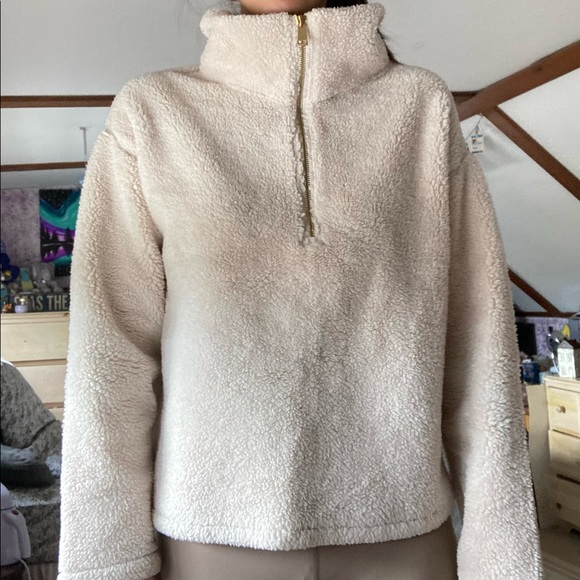 Ralph Lauren Cream Teddy Quarter Zip Sweatshirt - Picture 6 of 7